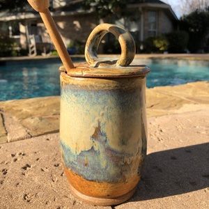 Handmade ceramic honey pot